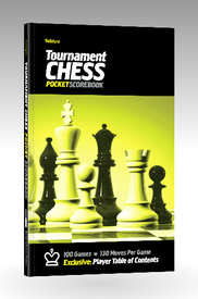 Yellow graphic Pocket Tabiya chess scorebook
